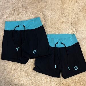 Virus Black Shorts with Teal Waistband and Logo